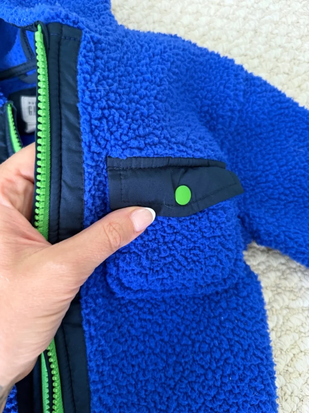 Baby GAP Toddler Boys Sherpa Fleece Hoodie Jacket Blue Green 3T